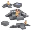 STAOLENE Soft Foam Climbing Blocks with Ball Pit, 6PCS Grey Indoor Climbing Toys for Toddler, Climb and Crawl Activity Play Set, Play Gym for Child Development (Balls not Included) view 1