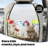 Kick Mat Back Seat Protector for Car 2 Pack Extra Large Car Back Seat Cover with 3 Storage Pockets Waterproof Seat Back Protector There is a rabbit in the yard Backseat Car Organizer for Trucks SUV view 3