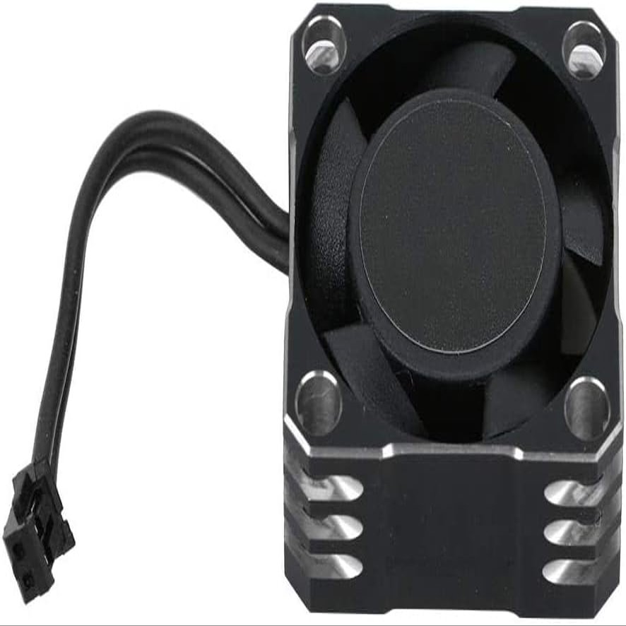 Auttoop Black Silver Electronic Controller Fan 32000RPM Cooling Fan Aluminum Remote Control Vehicle Heat Dissipation Fan RC Speed Controller Strong Metal Fan for 1/10, 1/8, 1/12 Scale RC Car