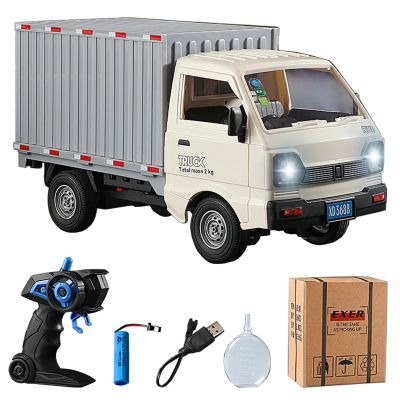 GoolRC Remote Control Truck for Teens, 2.4GHz 1:16 Remote Controlled Transport Car with LED Light & Spray Function, Rear Compartment Transport Goods, Toy Trucks for Teens Gifts