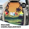 VTCTOASY Kick Mat Back Seat Protector for Car 2 Pack Extra Large Car Back Seat Cover with 3 Storage Pockets Waterproof Seat Back Protector Palm Trees and Beach Backseat Car Organizer for Trucks SUV view 3