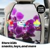 Kick Mat Back Seat Protector for Car 2 Pack Extra Large Car Back Seat Cover with 3 Storage Pockets Waterproof Seat Back Protector Purple Butterfly Orchid Backseat Car Organizer for Trucks SUV view 3