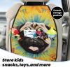 VTCTOASY Kick Mat Back Seat Protector for Car 2 Pack Extra Large Car Back Seat Cover with 3 Storage Pockets Waterproof Seat Back Protector Pug Tie Dye Sunflower Backseat Car Organizer for Trucks SUV view 3