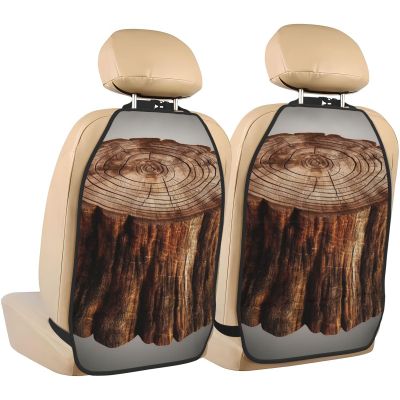 VTCTOASY Kick Mat Back Seat Protector for Car 2 Pack Extra Large Car Back Seat Cover with 3 Storage Pockets Waterproof Seat Back Protector Stump of Oak Tree Backseat Car Organizer for Trucks SUV