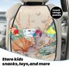 Kick Mat Back Seat Protector for Car 2 Pack Extra Large Car Back Seat Cover with 3 Storage Pockets Waterproof Seat Back Protector Pearl shell seaweed illustration Backseat Car Organizer for Trucks SUV view 3