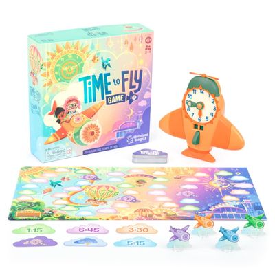 Educational Insights Time to Fly - Telling Time Board Game, Toddler Learning Clock Toy, Preschool Board Games, Number Recognition, Learn to Read Digital and Analog Clocks for Kids Ages 4+