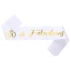 NAUXIUDSJS 100 Fabulous Sash, 100th Birthday Sash, White Satin Sash with Gold Foil Words Happy 100th Birthday Accessories Decorations Party Favor view 1