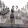 14" Handcrafted Russian Soviet Series Metal Chess Pieces & Board Set with Velvet Storage Box - Brass Metal Luxury Chess Set in Quad Weighted Soviet Series Luxury Chess Set view 3