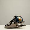 KALIFANO Gemstone Globe in Hand with Vibrant Polished Lapis Ocean and Mosaic Crystal Continents - World Globe with Metal Stand for Office & Home Dcor view 4