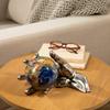 KALIFANO Gemstone Globe in Hand with Vibrant Polished Lapis Ocean and Mosaic Crystal Continents - World Globe with Metal Stand for Office & Home Dcor view 2