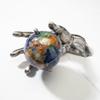 KALIFANO Gemstone Globe in Hand with Vibrant Polished Lapis Ocean and Mosaic Crystal Continents - World Globe with Metal Stand for Office & Home Dcor view 3