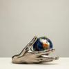 KALIFANO Gemstone Globe in Hand with Vibrant Polished Lapis Ocean and Mosaic Crystal Continents - World Globe with Metal Stand for Office & Home Dcor view 4