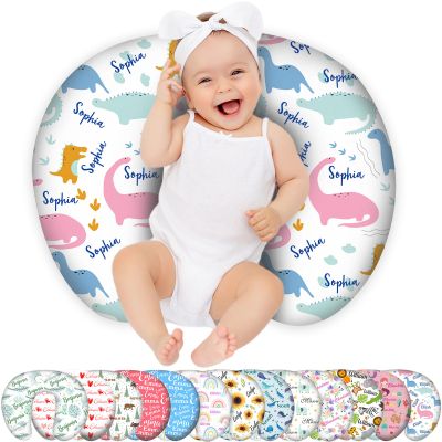 Custom Baby Nursing Pillow Cover Personalized Name Dinosaur Theme Breastfeeding Pillow Cover for Baby Boys and Girls