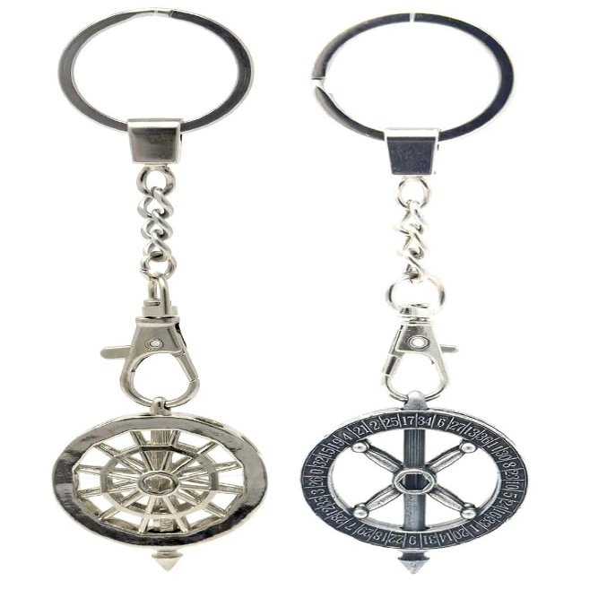BREEZY Made in USA, Multipurpose Fidget Spinner Top, Stress Relief Accessory Toy, Spinning Top Amulet Jewelry Necklace Keychain, 2 Pack Bundle Silver Ferris Wheel + Silver Roulette Wheel