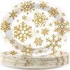 50 Count Christmas Oval Disposable Plates Winter Gold Snowflakes Paper Plates 10*12 inch Holiday Paper Plates Gold Snowflake Large Disposable Platter for Holiday Xmas Party Cookies Dinners Supplies view 1