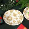 50 Count Christmas Oval Disposable Plates Winter Gold Snowflakes Paper Plates 10*12 inch Holiday Paper Plates Gold Snowflake Large Disposable Platter for Holiday Xmas Party Cookies Dinners Supplies view 3