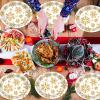 50 Count Christmas Oval Disposable Plates Winter Gold Snowflakes Paper Plates 10*12 inch Holiday Paper Plates Gold Snowflake Large Disposable Platter for Holiday Xmas Party Cookies Dinners Supplies view 4