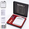 AUSIIBTO Dice Tray and Storage Case for Farkle Game - Includes Embedded Scoring Combinations, 4 Sets of 6 Pearl Dice, 50 Sheet Score Pad and Pen Holder for The Classic Family Game - Red and Black view 1