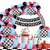 BIEUFBJI Race Car Balloons Arch Garland Kit 148Pcs Red Blue Black Checkered Flag Foil Balloon 100Pcs Racing Cake topper and 1Pcs Racing Birthday Banner for Race Car Theme Party Boy Two Fast Birthday Decor view 1