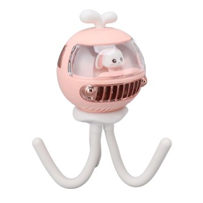 Baby Stroller Fan Quiet Rechargeable Flexible Clip On with Night Light for Baby Stroller