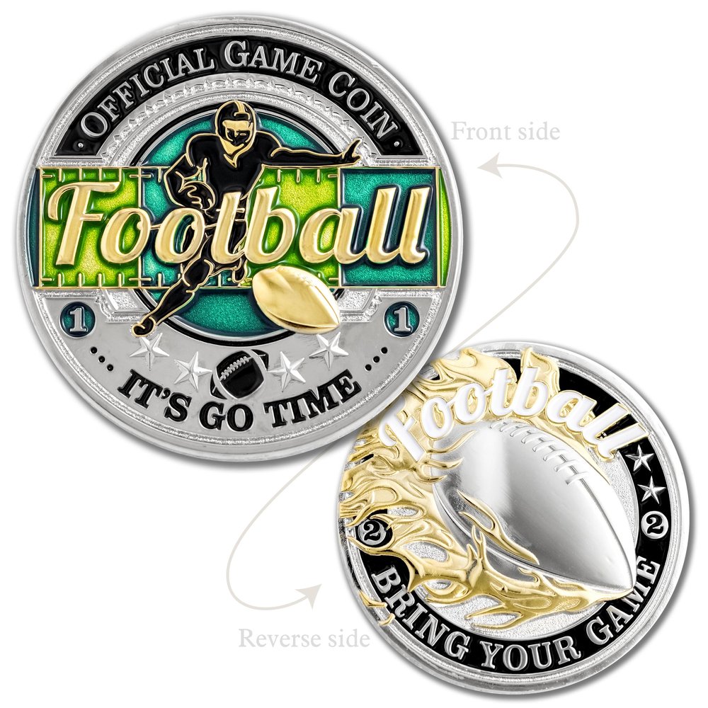 Armor Coin & Emblem - Football Challenge Coin - Value & Integrity - Game Memorabilia - Encouragement Gift Ideas - Recognition for Football Player Coach Official (Without Tin Box)