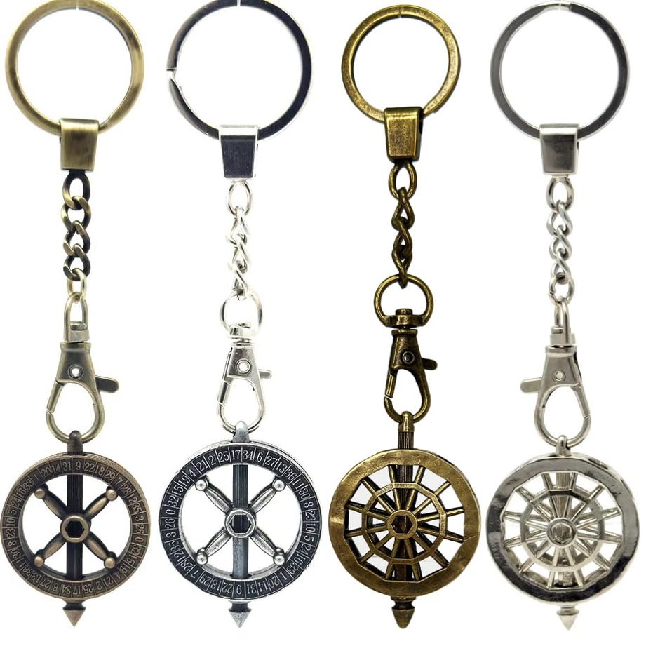 Breezy Made in USA, Multipurpose Fidget Spinner Top, Stress Relief Accessory Toy, Spinning Top Amulet Jewelry Necklace, 4 Pack Roulette + Ferris Wheel Bundle Antique Brass + Silver