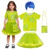 ADREIT Kids Disgust Costume Joy Costume Rainbow Tutu Dress Set for Girls Movie Cosplay Halloween Outfits with Wig view 1