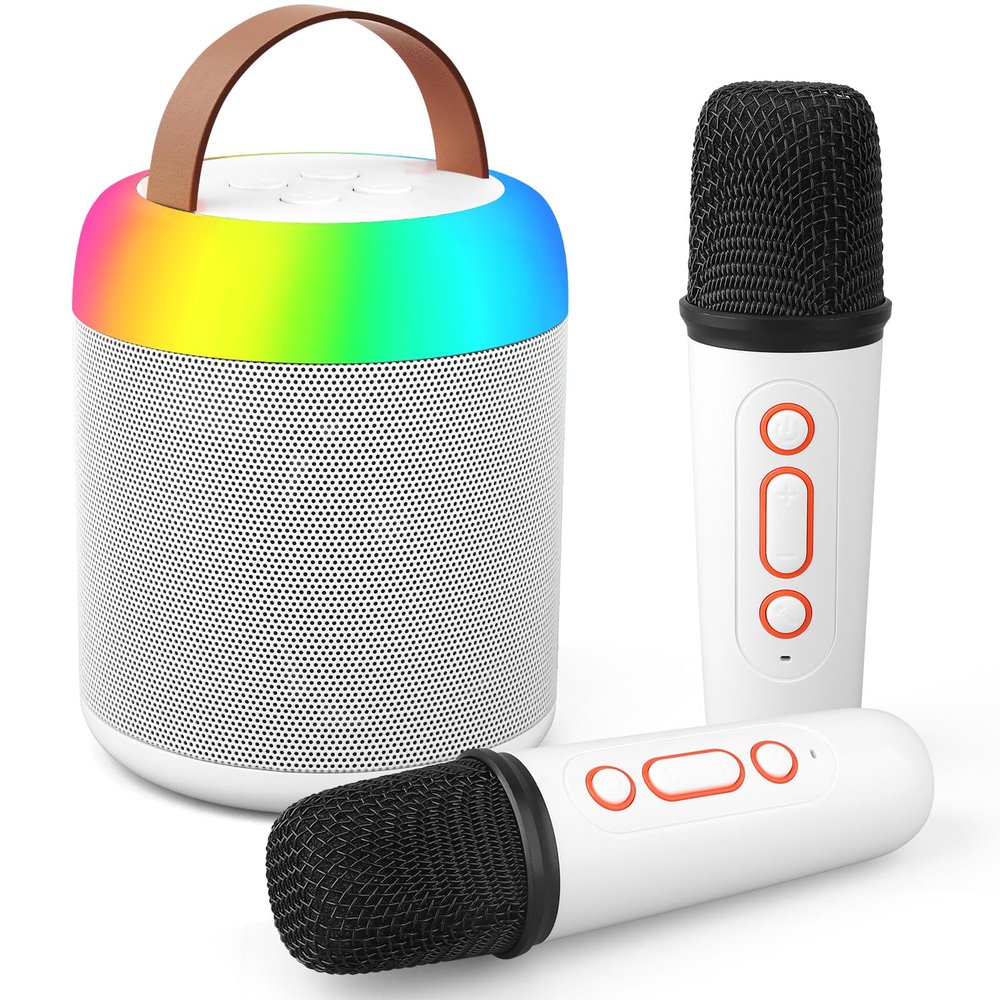 Karaoke Microphone Machine with 2 Drivers for Kids Adults, Muscial Singing Toy for Girls Boys Ages 3-12 Years Old, Bluetooth Speaker Birthday Gift Stocking Stuffer Classroom Prizes Party Game