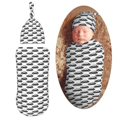 Muishi Black Car Icon Newborn Swaddle Blankets Hat Sets Soft Baby Receiving Blanket Swaddle Sack for Baby Shower Infant Boy Girl Gift