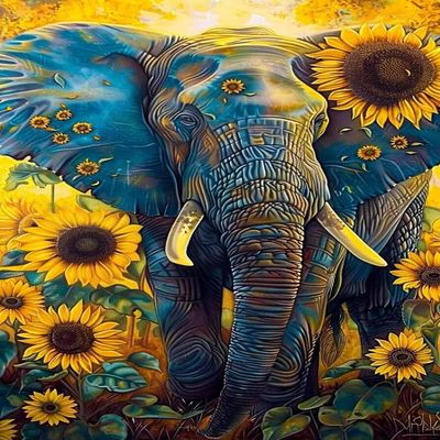 1000 Piece Puzzles Sunflower Elephant Home Decor Valentines Day Decorations - More Difficult Challenge Puzzles (Wooden Puzzles Includes Beautiful Gift Box) for All Adult Beginners