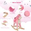 Qaba Rocking Horse, Kids Ride on Horse Unicorn Design with Wooden Base, Tail Wag & Sounds for Toddlers 3-6 Years Old, Pink view 3