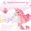 Qaba Rocking Horse, Kids Ride on Horse Unicorn Design with Wooden Base, Tail Wag & Sounds for Toddlers 3-6 Years Old, Pink view 4