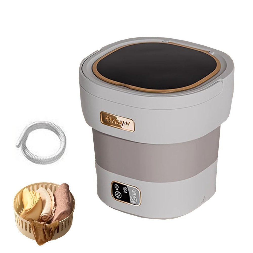 Upgraded Large Capacity Washer 18L Foldable Washing Machine 12x12x13in Portable Washer For Underwear, Baby Clothes Or Socks Space Saver(Gray)