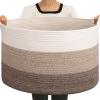 OIAHOMY 90L Blanket Basket for Living Room, Large Basket 23" x 23" x 13" with Handle, Laundry Hamper for Blankets, Pillows, Toy Storage for Kids, Dogs - Gradient Brown view 1
