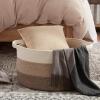 OIAHOMY 90L Blanket Basket for Living Room, Large Basket 23" x 23" x 13" with Handle, Laundry Hamper for Blankets, Pillows, Toy Storage for Kids, Dogs - Gradient Brown view 2