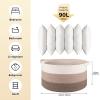 OIAHOMY 90L Blanket Basket for Living Room, Large Basket 23" x 23" x 13" with Handle, Laundry Hamper for Blankets, Pillows, Toy Storage for Kids, Dogs - Gradient Brown view 3