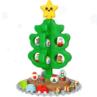 maysida Baby First Mini Christmas Tree for Kids, Learning Toys Colorful Plastic Finger Puppets Snowman/Elk/Santa Tumblers for Toddlers, New Xmas Gifts for Girls Boys, Christmas Decorations Indoor