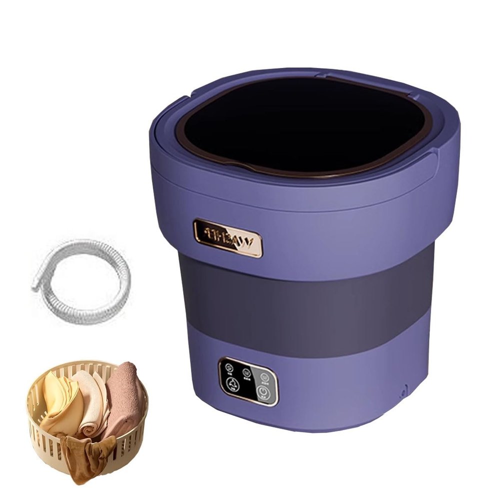 Upgraded Large Capacity Washer 18L Foldable Washing Machine 12x12x13in Portable Washer For Underwear, Baby Clothes Or Socks Space Saver(Purple)