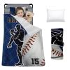 Custom Toddler Nap Mat for Preschool, Personalized Name Slumber Bags with Baseball Designs for Kids Daycare, Roll Up Sleeping Mats with Flannel Blanket & Removable Pillow for Boys Girls Color16 view 1