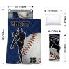 Custom Toddler Nap Mat for Preschool, Personalized Name Slumber Bags with Baseball Designs for Kids Daycare, Roll Up Sleeping Mats with Flannel Blanket & Removable Pillow for Boys Girls Color16 view 3