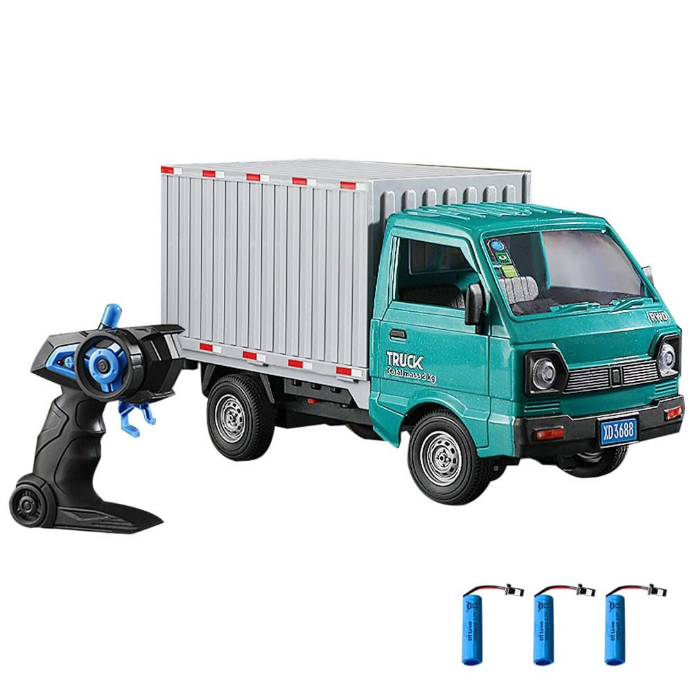 Dodoore Remote Control Car RC Truck,1:16 Scale RC Transporter Truck, 2.4GHz All Terrain RC Transport Cars with Spray & Light, 3 Batteries (Green)