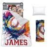 Custom Toddler Nap Mat for Preschool, Personalized Name Slumber Bags with Baseball Designs for Kids Daycare, Roll Up Sleeping Mats with Flannel Blanket & Removable Pillow for Boys Girls Color11 view 1