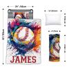 Custom Toddler Nap Mat for Preschool, Personalized Name Slumber Bags with Baseball Designs for Kids Daycare, Roll Up Sleeping Mats with Flannel Blanket & Removable Pillow for Boys Girls Color11 view 3