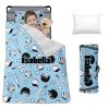 Custom Toddler Nap Mat for Preschool, Personalized Name Slumber Bags with Baseball Designs for Kids Daycare, Roll Up Sleeping Mats with Flannel Blanket & Removable Pillow for Boys Girls Color02 view 1