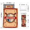 Custom Toddler Nap Mat for Preschool, Personalized Name Slumber Bags with Baseball Designs for Kids Daycare, Roll Up Sleeping Mats with Flannel Blanket & Removable Pillow for Boys Girls Color12 view 3