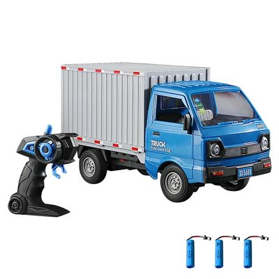 Dodoore Remote Control Car RC Truck,1:16 Scale RC Transporter Truck, 2.4GHz All Terrain RC Transport Cars with Spray & Light, 3 Batteries (Blue)