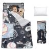 Custom Toddler Nap Mat for Preschool, Personalized Name Slumber Bags with Baseball Designs for Kids Daycare, Roll Up Sleeping Mats with Flannel Blanket & Removable Pillow for Boys Girls Color04 view 1