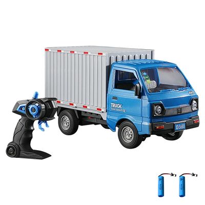 Dodoore Remote Control Car RC Truck,1:16 Scale RC Transporter Truck, 2.4GHz All Terrain RC Transport Cars with Spray & Light, 2 Batteries (Blue)