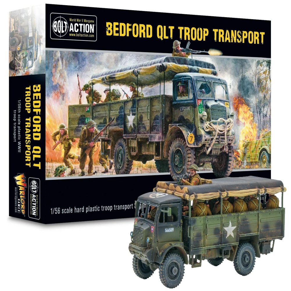 Bedford QLT Troop Transport - 1:56 / 28mm British Army Plastic Scale Model Truck for Bolt Action by Warlord Games Highly Detailed World War 2 Miniatures