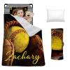 Custom Toddler Nap Mat for Preschool, Personalized Name Slumber Bags with Baseball Designs for Kids Daycare, Roll Up Sleeping Mats with Flannel Blanket & Removable Pillow for Boys Girls Color19 view 1